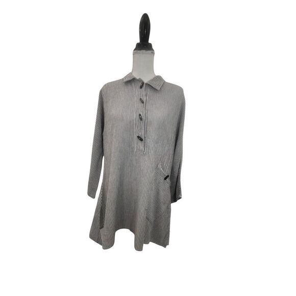 Mill Valley Clothing Company Small Gray White Stripe Pullover Shirt made in the - Picture 1 of 16